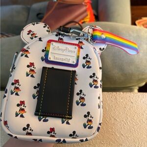 LOUNGEFLY DISNEY PRIDE free shipping! White Mini Mickey & Minnie wristlet pack